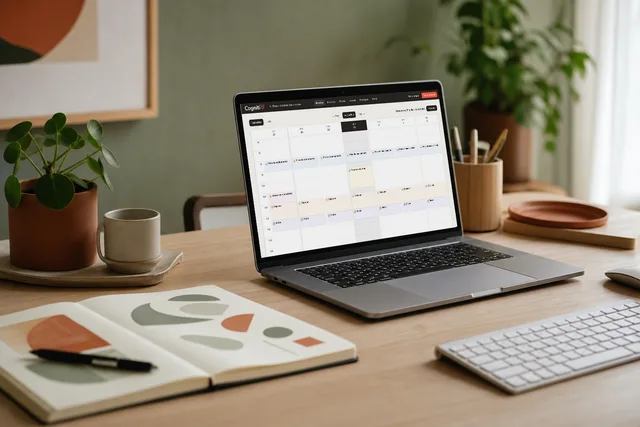 Bureau de conception numérique avec ordinateur et carnet