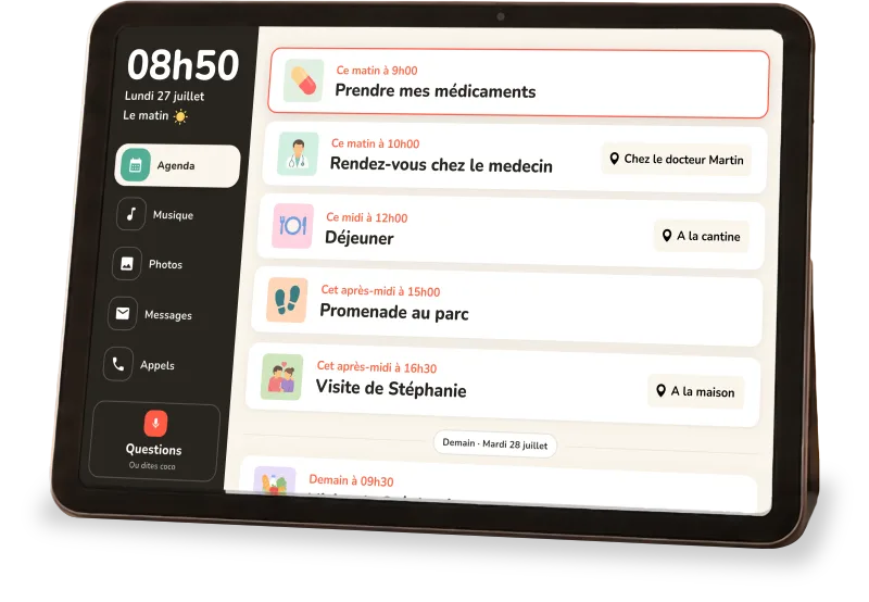Tablette Cogniti, écran d'accueil